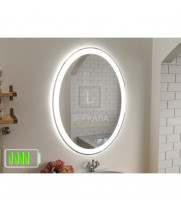 Зеркало овальное с подсветкой для ванной комнаты Амелия на батарейках (аккумуляторе)