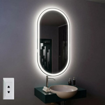 Зеркало с подсветкой и встроенной розеткой для ванной комнаты Амати