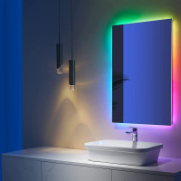 Зеркало с цветной RGB подсветкой для ванной комнаты Прайм Слим